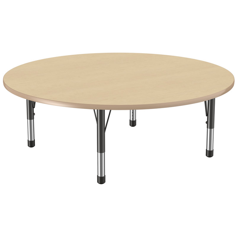 Table ronde à hauteur réglable, H 24 po x L 60 po x l 60 po, Érable / érable, Épais