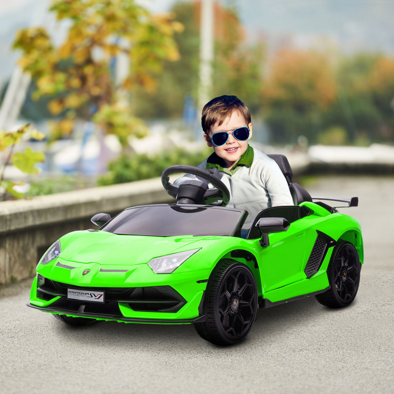 HOMCOM Electric Car for Kids Lamborghini Aventador 12V Ride-on Car, Green
