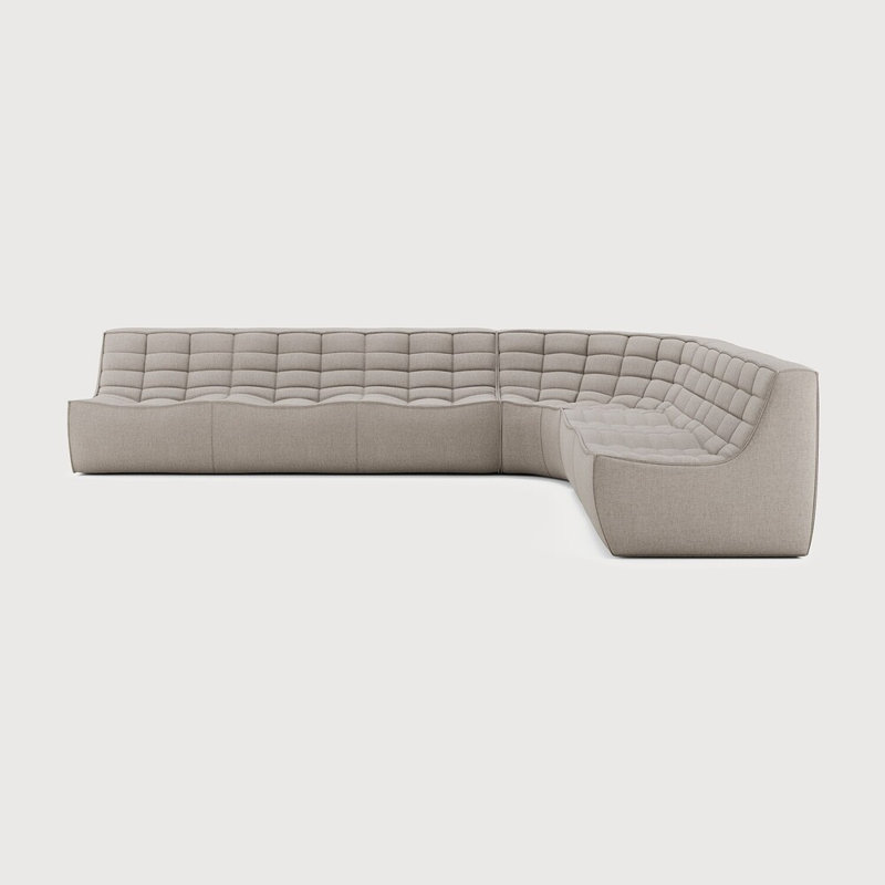 N701 Modular Sofa Set - Combo Left - 1 Seater + 3 Seater + 90° Round Corner, 30" H x 130" W x 102.5" D