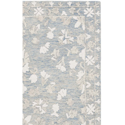 Tapis oriental bleu / gris / ivoire en laine / coton touffeté à la main Marquee 504