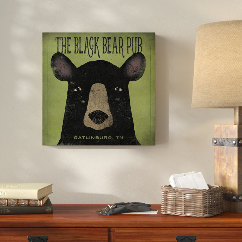 « the black bear pub », reproduction d’impression sur toile tendue, H 35 po x l 35 po x P 2 po