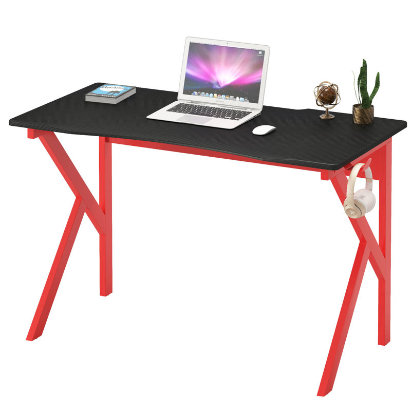 Zorro Metal Base Writing Desk, Red, Black