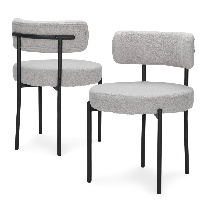 Fayana Faux Fur Upholstered Dining Chairs With Metal Legs For Living Room Dining Room, Gray Faux Fur
