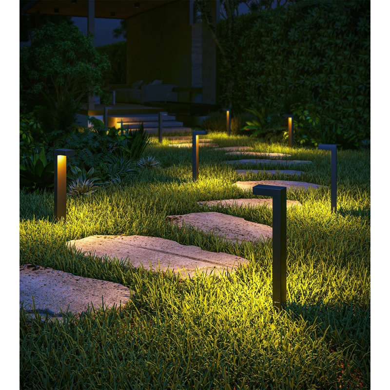 Modern Black Aluminum LED Pathway Lights Set