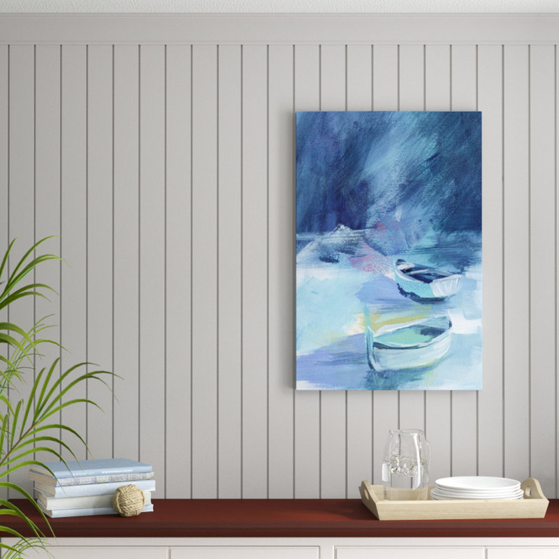 Cove Boats II - Painting on Canvas, 91cm H x 61cm W, Wrapped Canvas