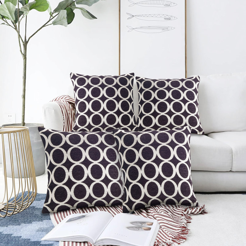 Broward Oh Cushion Cover, Black, 55 x 55cm, Polyester/Polyfill