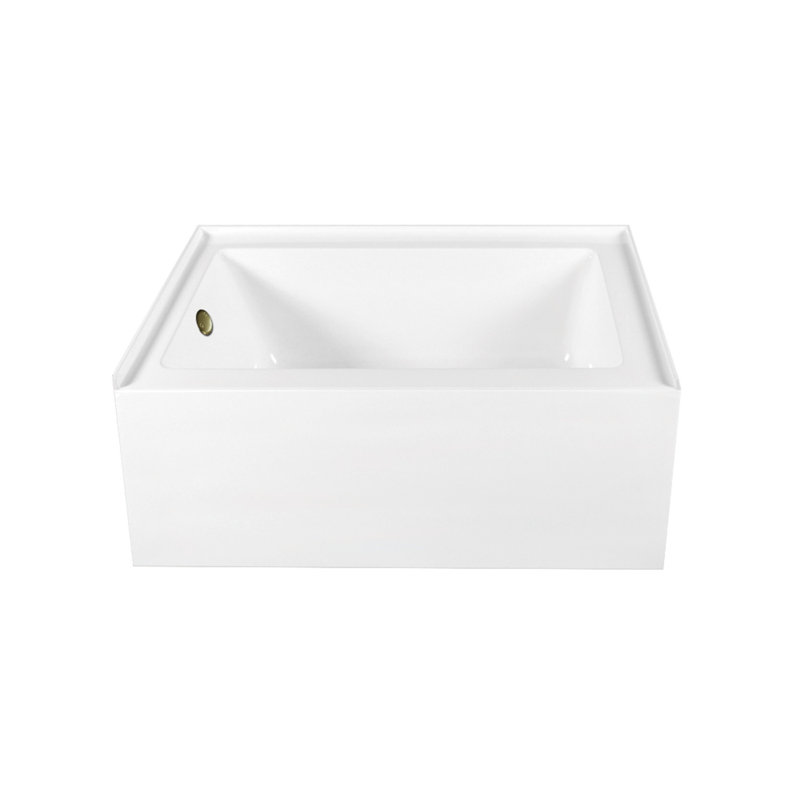 Kingston Brass Aqua Eden 60-Inch Acrylic Rectangular 3-Wall Alcove Tub, Hand Drain, Left, Antique Brass
