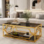 Table basse moderne en verre avec structure en métal, table de cocktail glamour pour salon-217326412