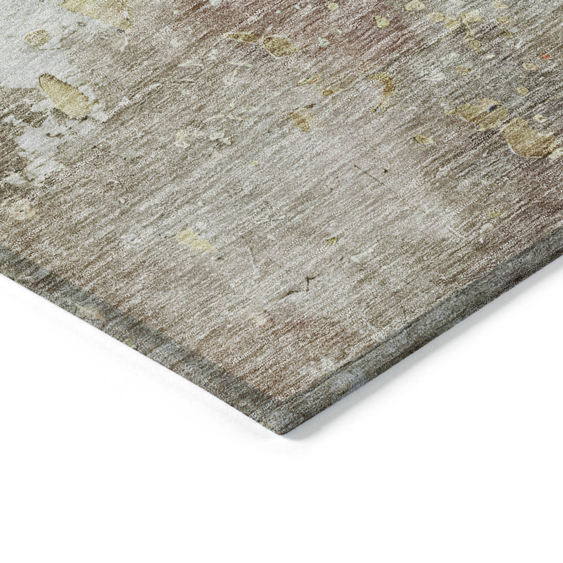 Tapis brun intérieur / extérieur lavable à la machine Claudian ACN1234, Rond 8 pi
