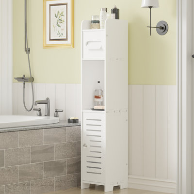 Petite armoire de rangement blanche pour salle de bain, organisateur étroit et étanche avec porte-papier hygiénique, armoire de coin à 4 niveaux pour salle de bain, toilette, salle de lavage, chambre à coucher, salon