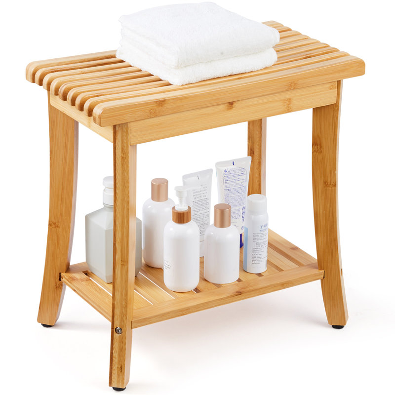 Tabouret de douche en bambou 19,1 x 11,3 x 18,3 po
