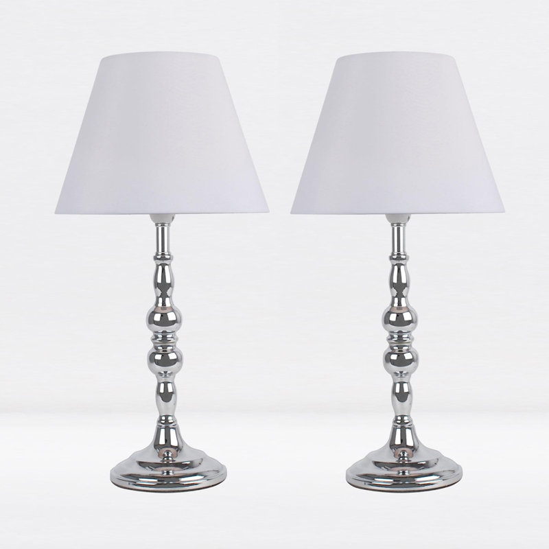 Lasley Metal Table Lamp, White, Polished Chrome