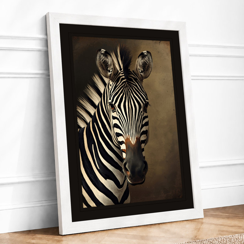 Frontal Zebra Modern - Framed Print, A2 - 59.4 x 42.0 cm, White