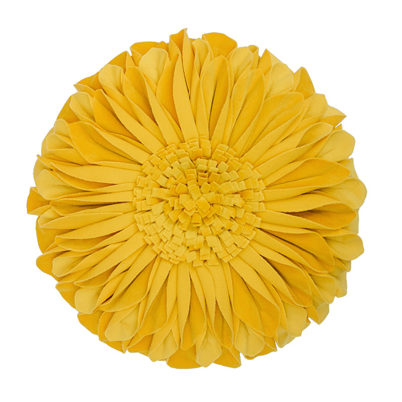  Housse et insert de coussin décoratif en tournesol Appliqued, Carré 12 po, Or jaune - velours