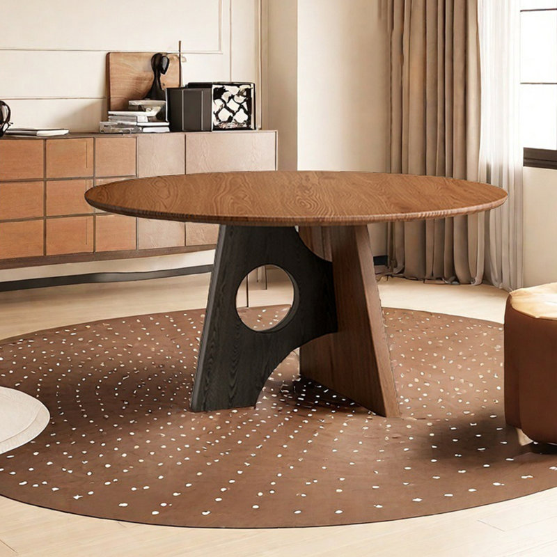 Medieval Style Solid Wood Round Dining Table, 28.74"H x 47.24"L x 47.24"W