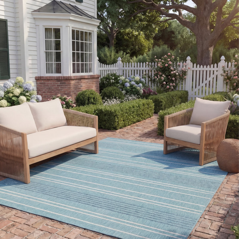 Aalia Performance Striped Indoor/Outdoor Area Rug, Rectangle 8' x 11'