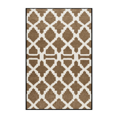 Machine Washable Trellis Brown Area Rug