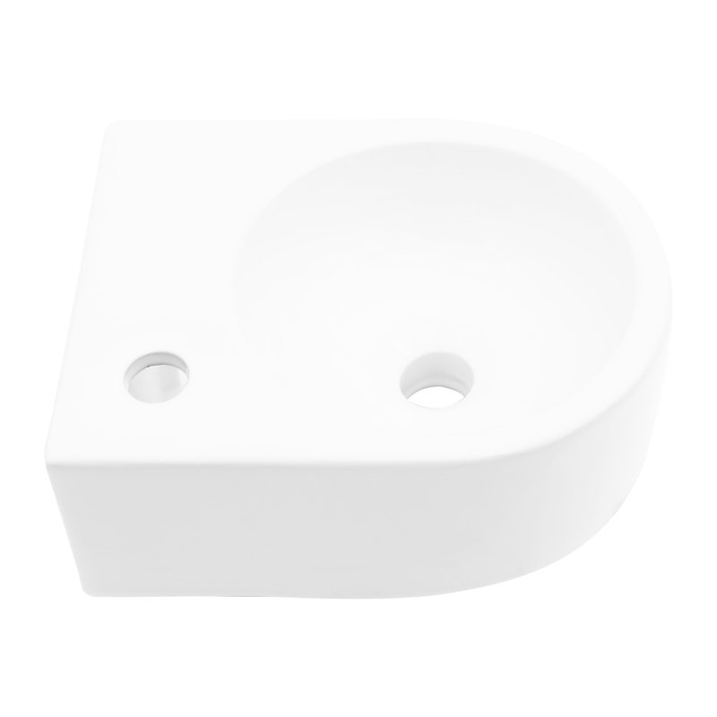 White Ceramic Mounted Sink For Bathroom - 13X10.19 Inch, Stain Material, Modern Design Inch Wall Mount, Ceramic, White, Smooth And Polished, Faucet Hole