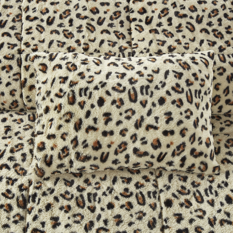 Sand Faux Fur Down Alternative Comforter Set, Full
