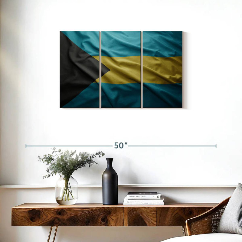 Borges battant le drapeau des Bahamas, H 20 po x l 33 po