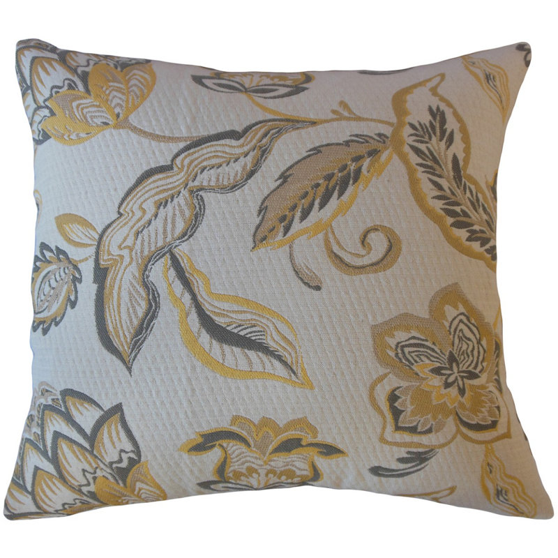 Coussin Landers, 22 po x 22 po, Coussin décoratif, Jaune / Gris
