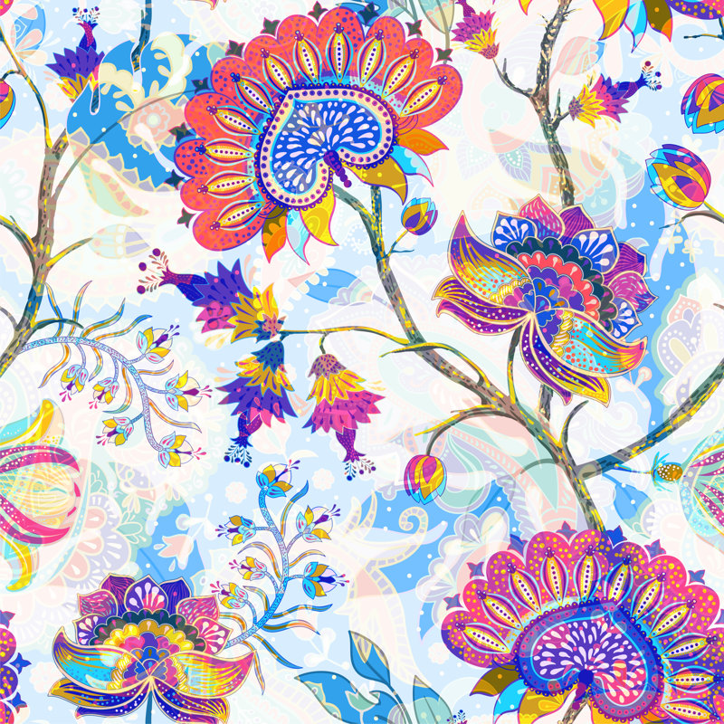 Ziggy Jacobean Seamless Pattern by Sunny_Lion - Wrapped Canvas Print, 122cm H x 122cm W x 3.8cm D