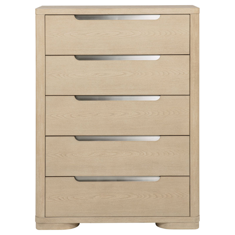 Commode de chambre à 5 tiroirs orme clair