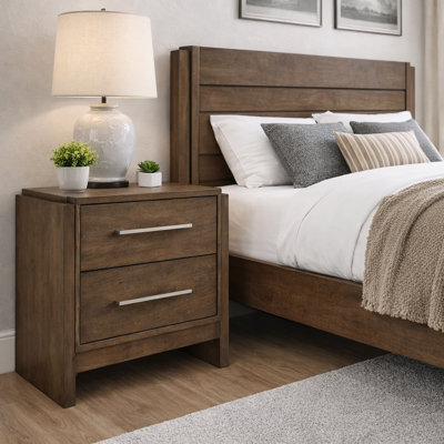 Adaire 26" W Transitional 2-Drawer Wood Nightstand