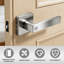 Poignées de porte en nickel satiné, poignées de porte intérieures sans clé, leviers de porte carrés, serrures de porte robustes pour salle de bain, leviers plats réversibles-126427203-126427206-126427209