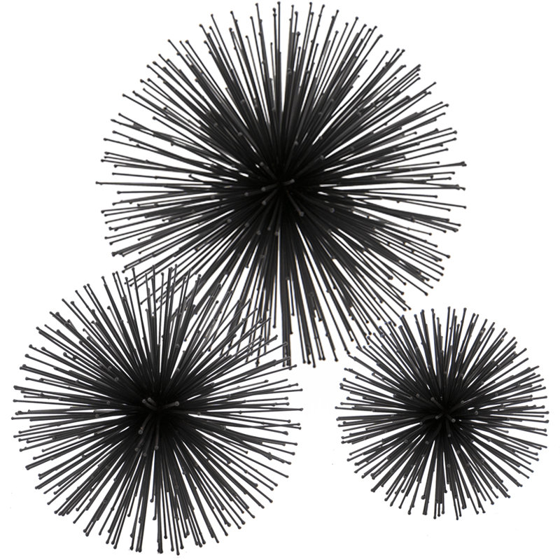 Erizo Spiked Large Sphere, 8" H x 8" W x 8" D, Black