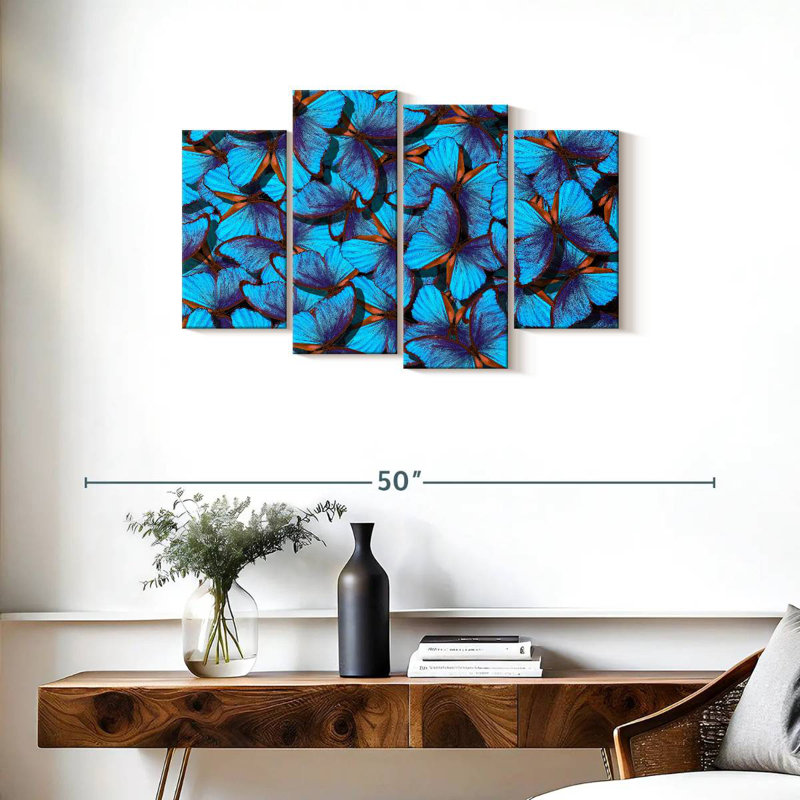 Essaim de papillon bleu Brampt, H 22 po x l 36 po