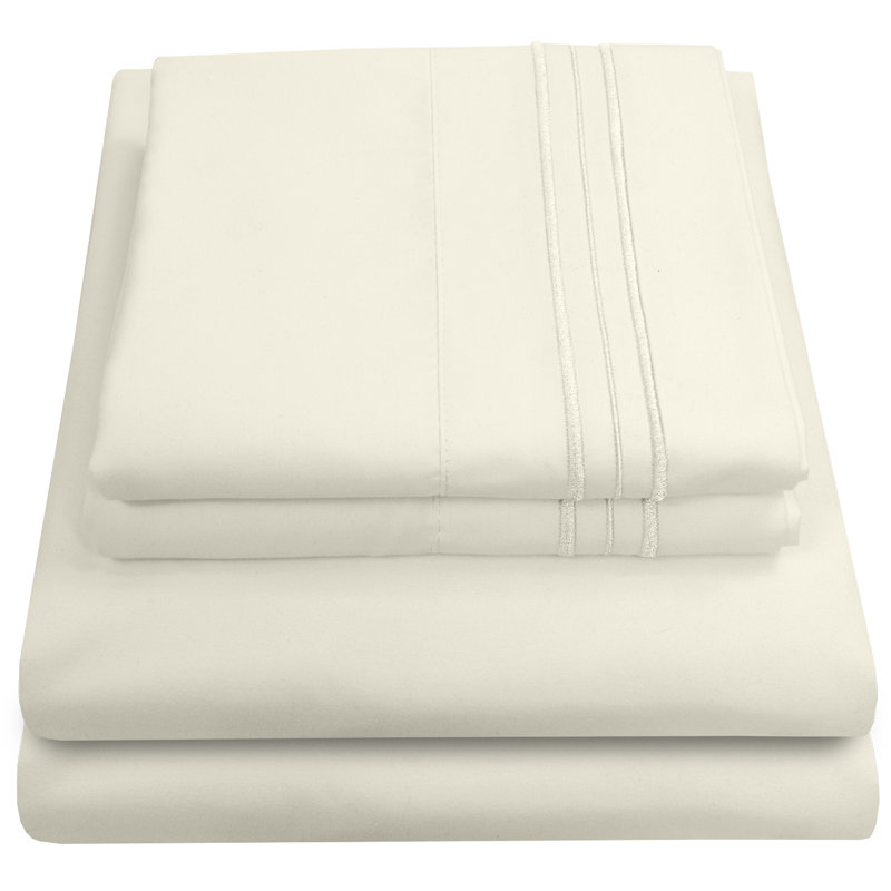 Luxurious Classic Soft Solid 1800 Series Microfiber Sheet Set, Various Colors and Sizes, Ivory, RV Short Queen