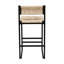 Ensemble de 2 tabourets de bar en papier tissé à la main avec repose-pieds pour îlot de cuisine et salle à manger-456995217