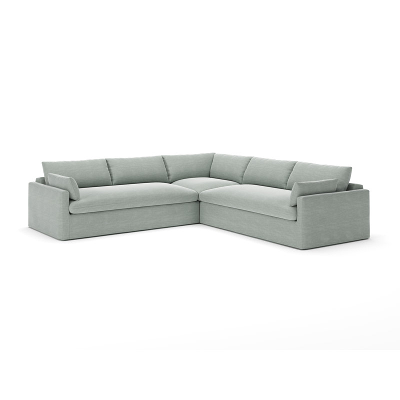 Luna 3-Piece Slipcovered Sectional, Conversation Capri Basketweave