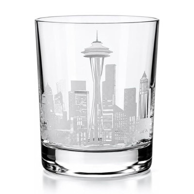 Engraved Whiskey Glass Seattle Skyline