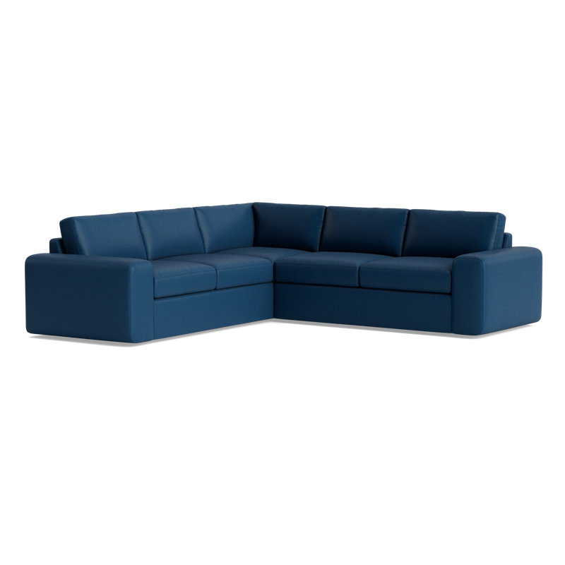 The OG Leather Sectional, Bison Deep Blue Top Grain Leather, Left Hand Facing