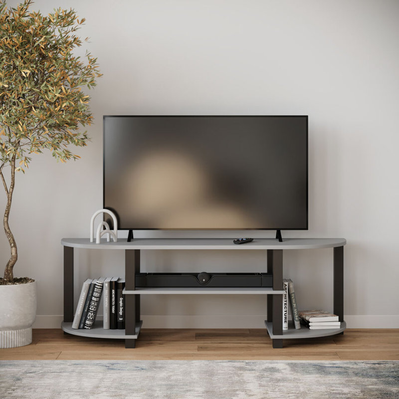 Sireli Unfinished TV Stand for TVs up to 55", Grey/Black