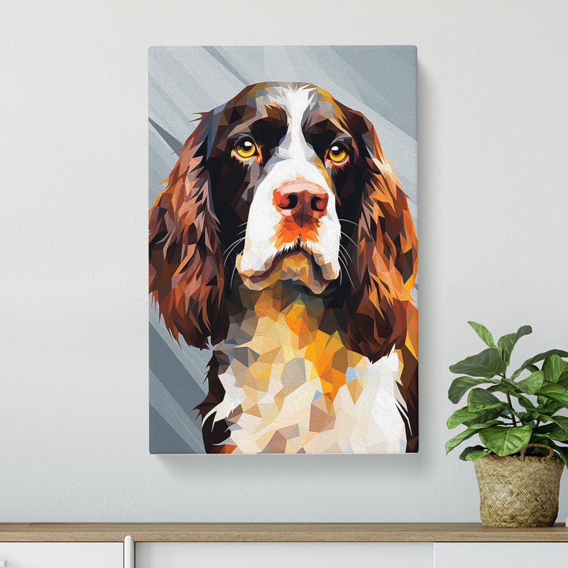 English Springer Spaniel Geometric No.2 - Wrapped Canvas, 76cm H x 50cm W x 3cm D