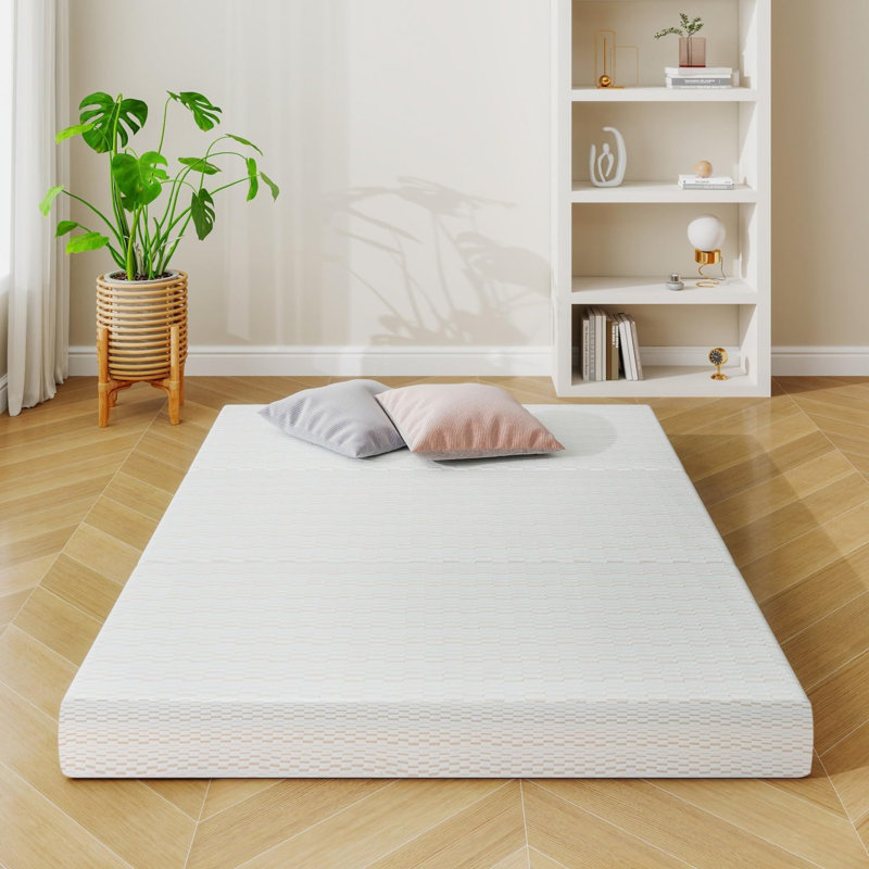 Matelas en mousse viscoélastique gélifiée pliable de 6 po, matelas escamotable pliable avec housse lavable, sac de rangement gratuit pour le camping-car et le camping
