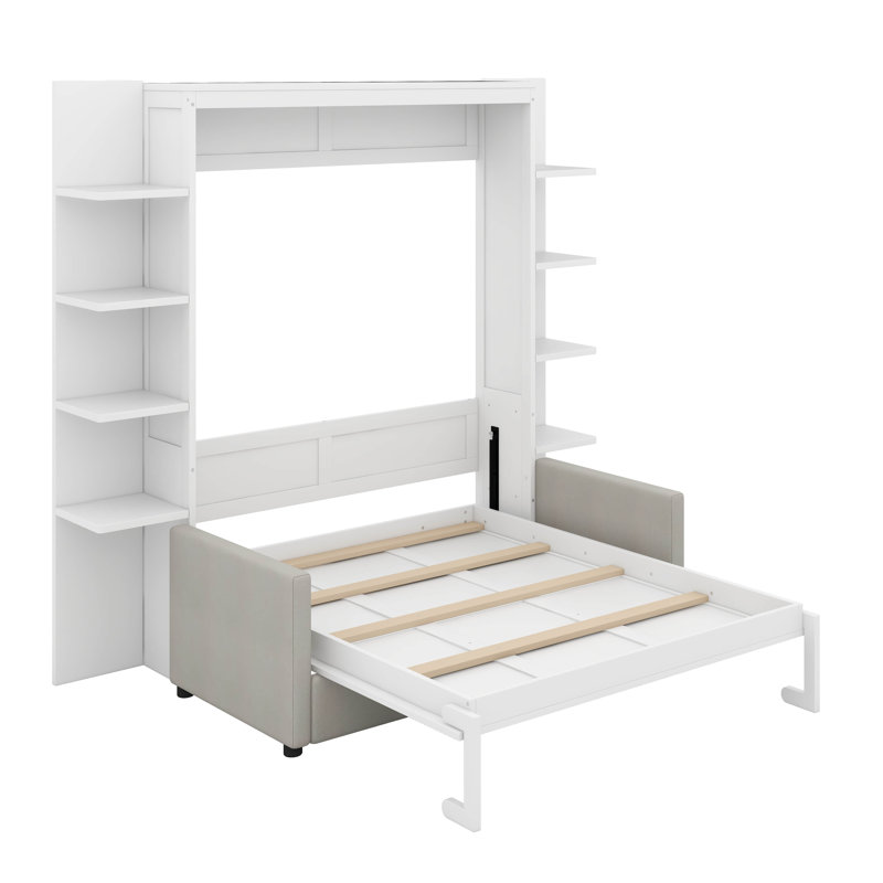Grand lit escamotable avec canapé, Blanc