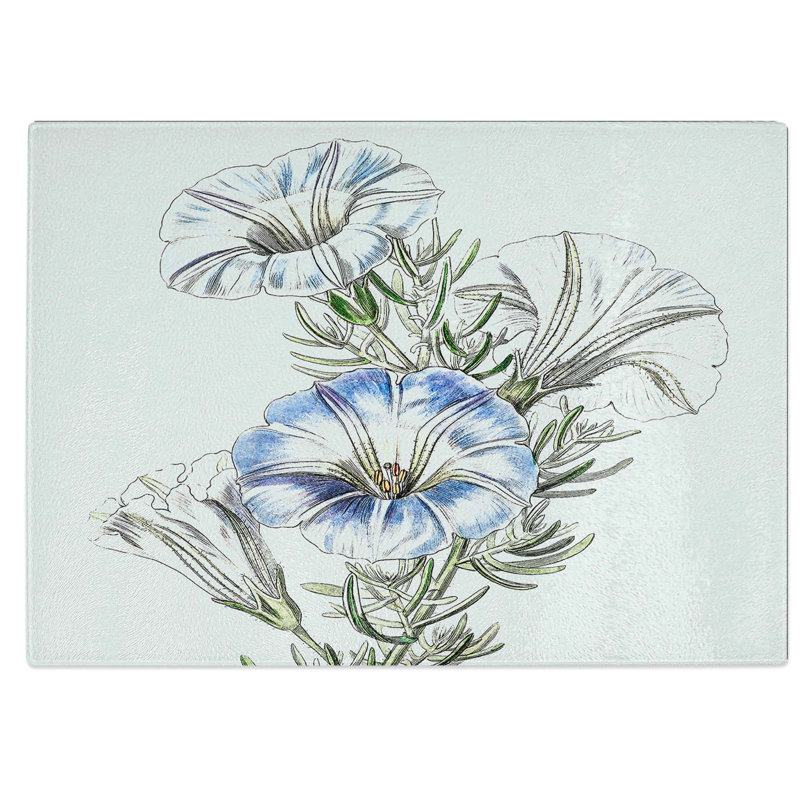 Tempered Glass Nolana Flowers Chopping Board, 28.5 cm W x 20 cm L