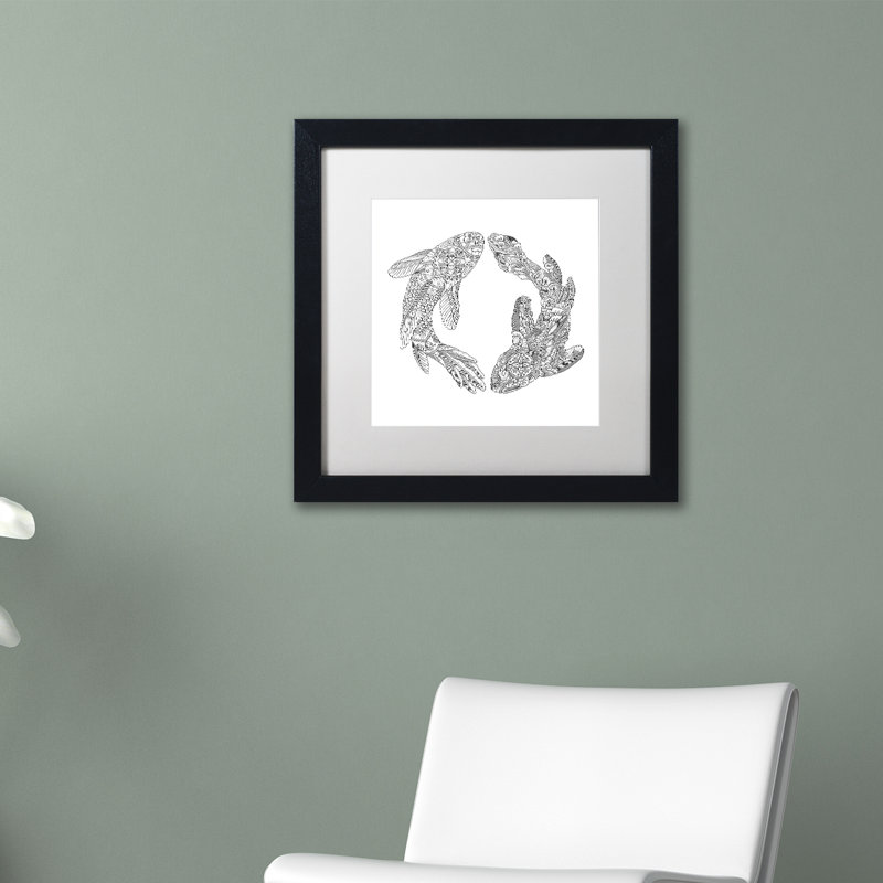 «Koi Fishes» par Chouquer, impression encadrée, H 11 po x l 14 po x P 0,5 po, Blanc