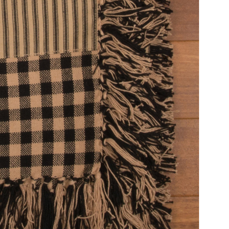 Knitted Throw Blanket, Black/Beige