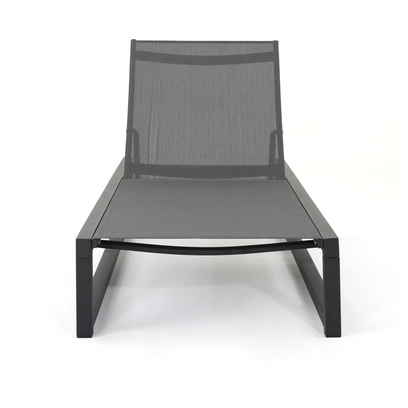 Venice 26.5" W x 77" D x 10.5" H Aluminum and Mesh Reclining Chaise Lounge
