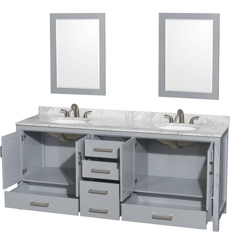 Sheffield 79" Double Bathroom Vanity Base Only, Gray