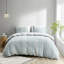 Housse de couette 3 pièces pour lit double / grand, coton avec rayures naturelles et literie lavable à la machine, tissu brodé lavable à l'envers