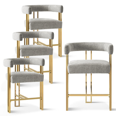 25" Upholstered Gold Chenille Counter Stool