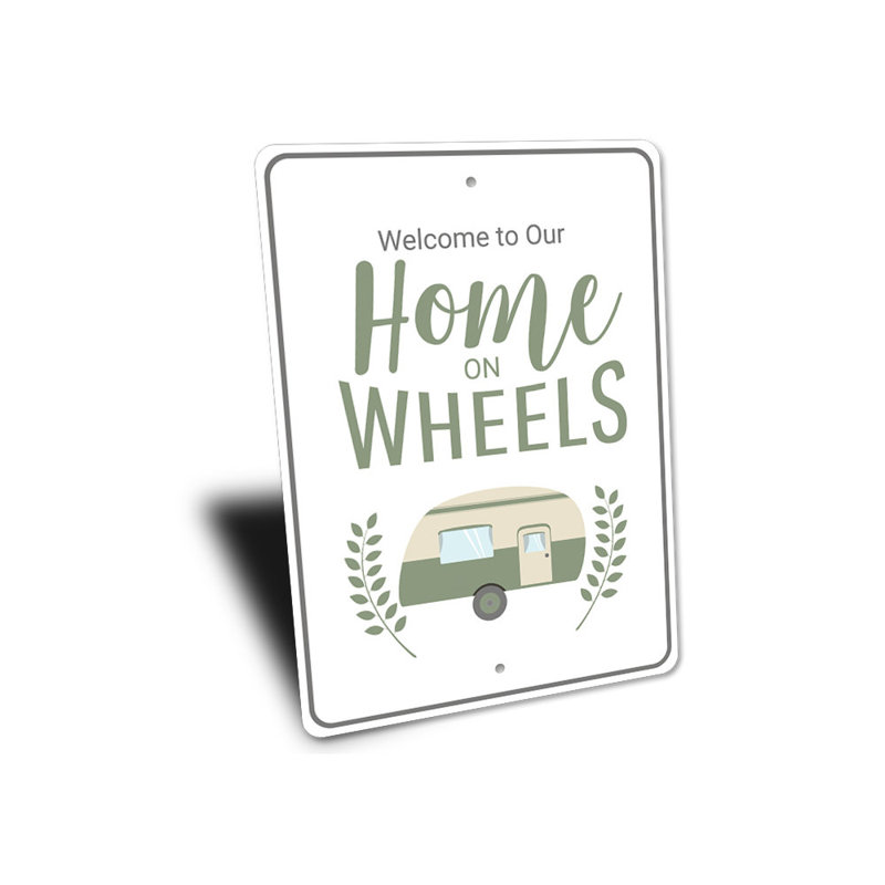Plaque en aluminium Home On Wheels, H 14 po x l 10 po x P 0,04 po