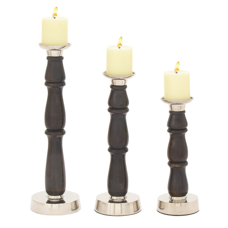 12'' H Wood Tabletop Candlestick