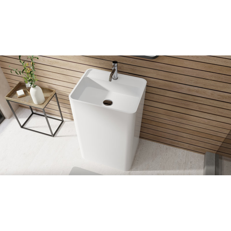 Lavabo de salle de bain sur pied Badeloft, Blanc brillant